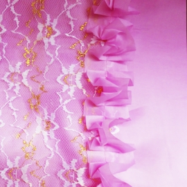 Комплект шелк тюль с кружевом розовый ОД ритуальный (с разным рисунком тюли) фото