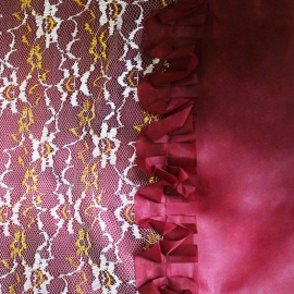 Комплект шелк тюль с кружевом бордо ОД ритуальный (с разным рисунком тюли) фото
