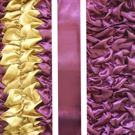 Чехол атлас коса двойной бордо+золото ОД ритуальный фото