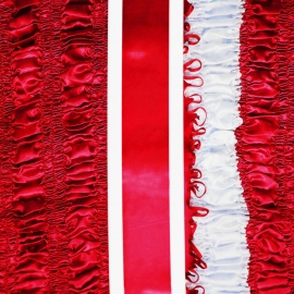 Чехол атлас двойной красный-молоко ОД ритуальный фото