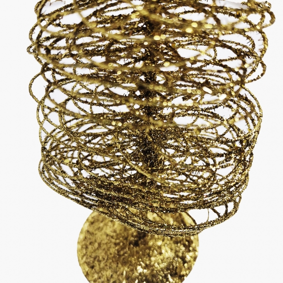 Елочка декоративная металлическая с глитером, 24см, золото фото