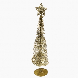 Елочка декоративная металлическая с глиттером, 39 см, золото фото