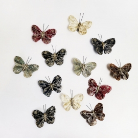 "Бабочки с глиттером" разноцветные на клипсе 8 см (1уп-12шт) фото