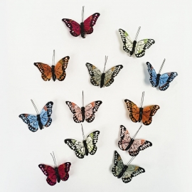"Бабочки" разноцветные на клипсе (1уп-12шт), в двух вариантах фото