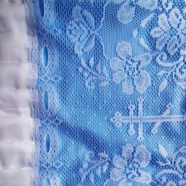Комплект шелк плиссе+кружево голубой ОД ритуальный фото