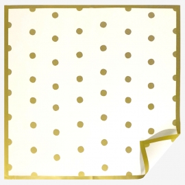 Пленка мат. 58*58см (1уп-20шт) золотой кант горох на белом фото