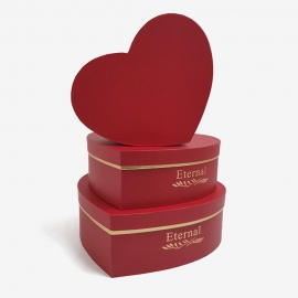 Набор коробок "Сердца" (34*27,5*11,5;30*25,5*10,5;27*22*9,5) (1уп-3шт) красный МЭ фото