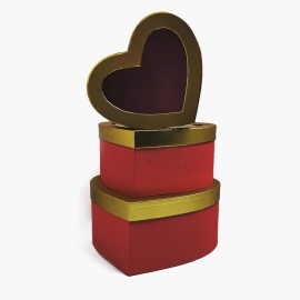 Набор коробок "Сердце" (26*23*12;23,5*20,5*11;20,5*18*10) (1уп-3шт) красный МЭ фото