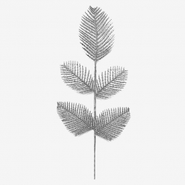 Ветка-лист хвост павлина 5-ой мерцающий (1уп-10шт) серебро РС№4.217 фото