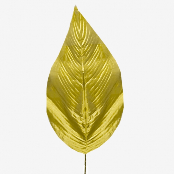 Ветка искусственного цветка Лист капля золотой Н3 (1уп-12шт) фото
