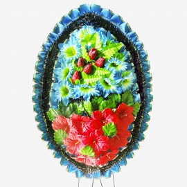 Венок ритуальный украшенный №ВУ-44, 60*90(120)см, цвет в ассортименте фото