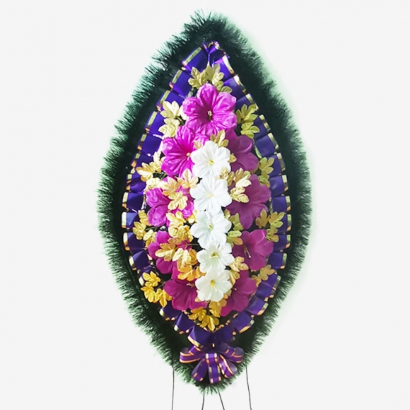 Венок ритуальный украшенный №ВУ-39, 50*95 (120)см, цвет в ассортименте фото