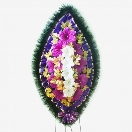 Венок ритуальный украшенный №ВУ-39, 50*95 (120)см, цвет в ассортименте фото