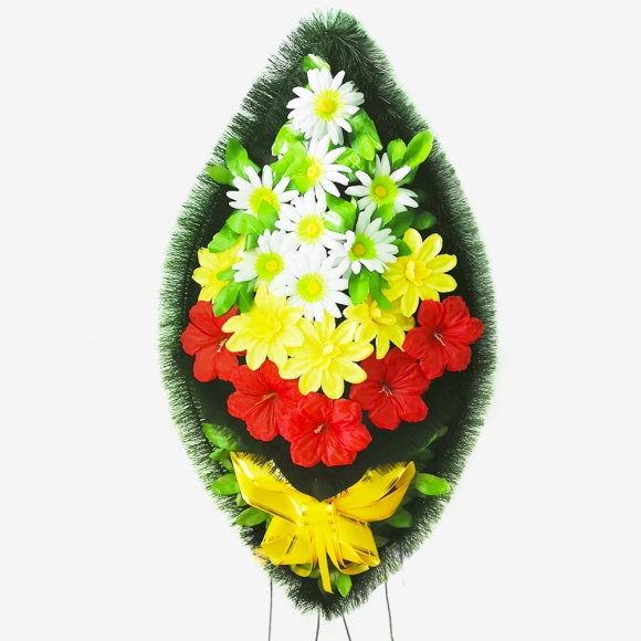 Венок ритуальный украшенный №ВУ-29, 50*95(120)см, цвет в ассортименте фото