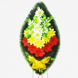 Венок ритуальный украшенный №ВУ-29, 50*95(120)см, цвет в ассортименте фото