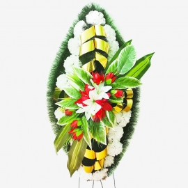 Венок ритуальный украшенный ВУ-30, 50*95 (120)см, цвет в ассортименте фото