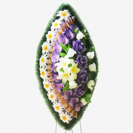 Венок ритуальный украшенный №ВУ-53, 55*115(145)см, цвет в ассортименте фото