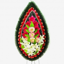 Венок ритуальный украшенный №ВУ-54, 50*95(120)см, цвет в ассортименте фото