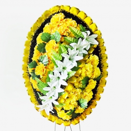 Венок ритуальный украшенный №ВУ-56, 60*90(120)см, цвет в ассортименте фото