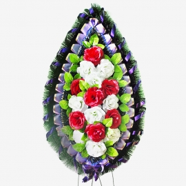 Венок ритуальный украшенный №ВУ-59, 50*90(120)см, цвет в ассортименте фото