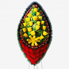Венок ритуальный украшенный №ВУ-28, 55*115(145)см, цвет в ассортименте фото