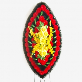 Венок ритуальный украшенный №ВУ-26, 65*130(165)см, цвет в ассортименте фото