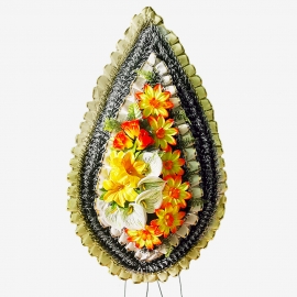 Венок ритуальный украшенный №ВУ-24, 65*110(155)см, цвет в ассортименте фото