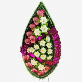 Венок ритуальный украшенный №ВУ-19, 50*100(130)см, цвет в ассортименте фото