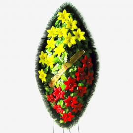 Венок ритуальный украшенный №ВУ-12, 55*115(145)см, цвет в ассортименте фото