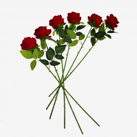 Ветка розы бархат колючка красная 1г/67см (1ящ-150шт) ИР№1 фото