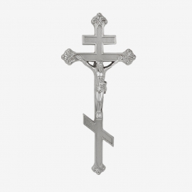 Крест пластик крашенный с распятием 42*18см серебро №15530 фото