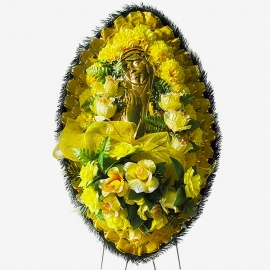 Венок украшенный ВУ-3 (вид цветка и расцветка в ассортименте) фото