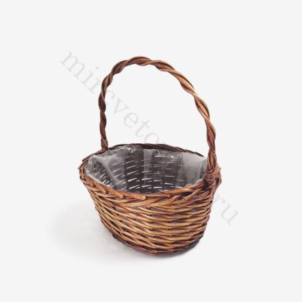 Корзина плетеная (ива) D30*24*H15*33см коричневый