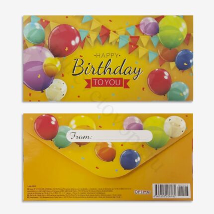 Конверт для денег «OPTIMA» (1уп-10шт) Happy birthday. Флажки и шарики