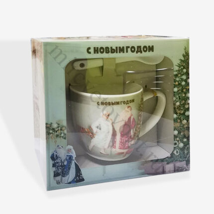 Кружка подарочная "Снегурочка в голубом+Дед Мороз в красном"