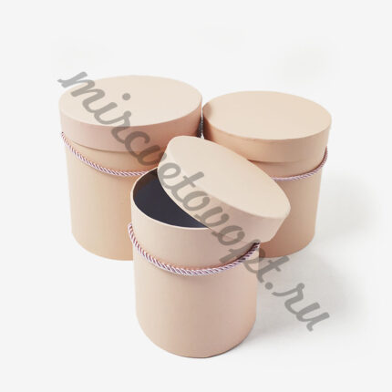 Набор шляпных коробок (L19*19см, M17*17, S14*14,5см (1уп-3шт) розовый