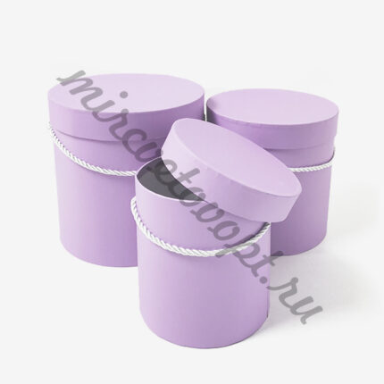Набор шляпных коробок (L19*19см, M17*17, S14*14,5см (1уп-3шт) сиреневый