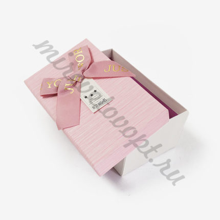 Коробка прямоугольник 15*9*6,5см с бантом розовый/белый ГВ