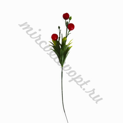 Ветка искусств.с ягодками и пласт.травкой 32см (1уп-20шт) ПТ№3095