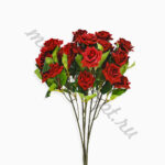 Ветка искусств. мелких роз 5цв+1 бут 50см (1уп-5шт) красный ПТ№3054