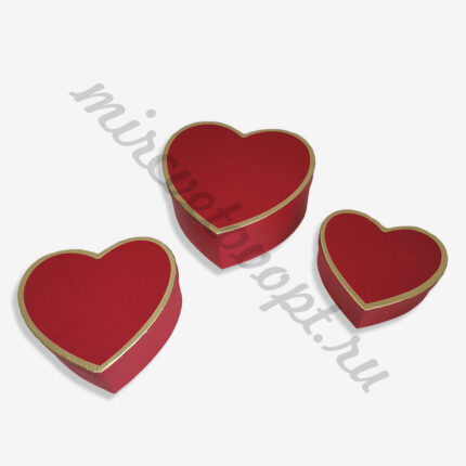 Коробка Сердце золотая кайма 22*20*9см (1уп-3шт) красный ГВ