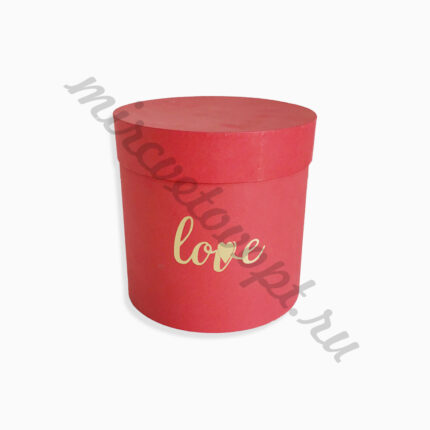 Коробка круглая с тиснением "Love" 18*18 красный ТЗУ