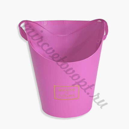 Коробка под цветы с ручкой 17*14*22 см розовый МЭ