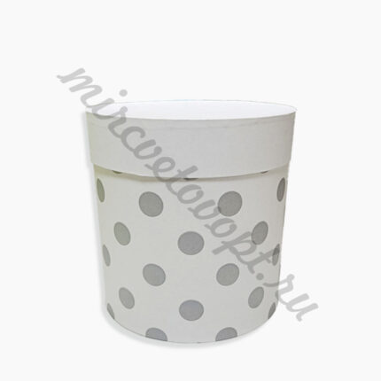 Коробка круглая 18*18 "Горох крупный" белый ТЗУ