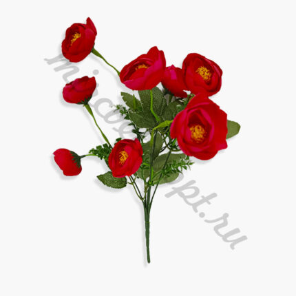 * Ветка для возложения Камелия мини декор 6в/37см (1уп-40шт)