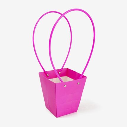 Сумочка для цветов трапеция 12*8*12см (1уп-10шт) ярко-розовая 3D