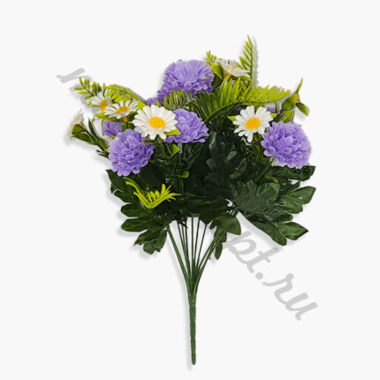 * Ветка для возложения Роза+ромашка пластик 11г/40см (1уп-20шт)